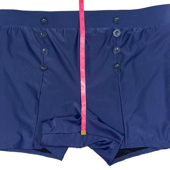 Retro Chic Torrid Ultra High Rise Navy Blue Sailor Button Swim Short Size 2X - Picture 10 of 11